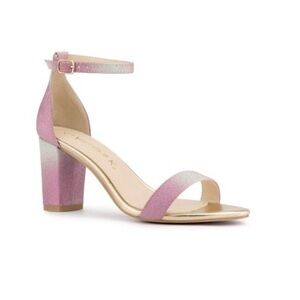 Pink/silver Glitter Glitter Gradient Color Chunky Heels Size 7